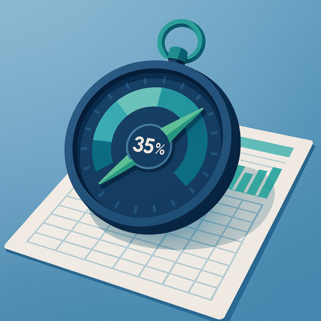 boussole montrant 35 % taux d'endettement