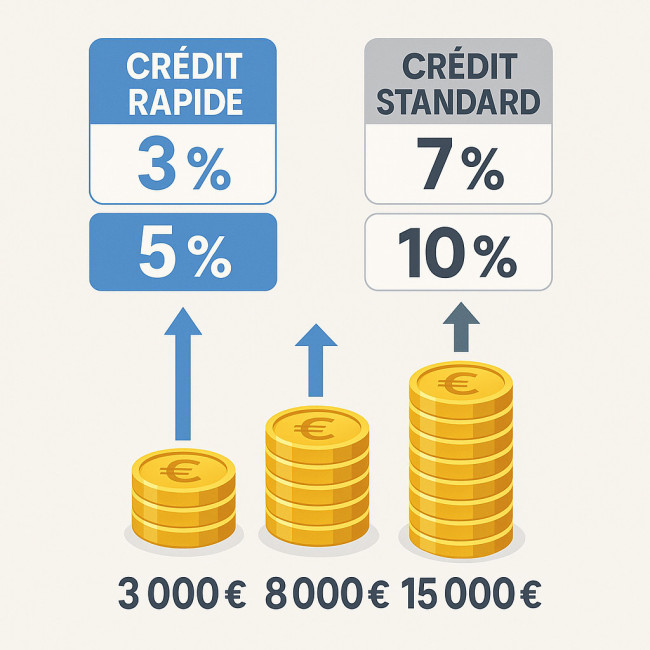 Infographie comparant le coût d'un crédit conso rapide et standard