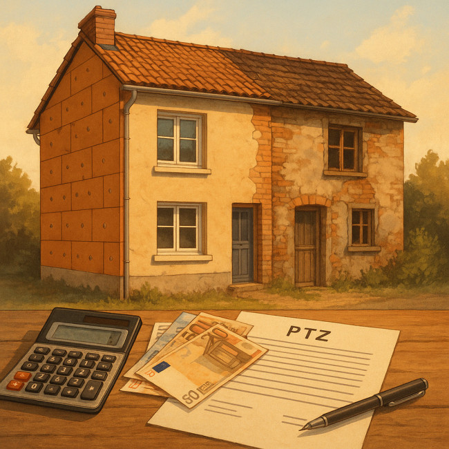Maison en rénovation illustrant un exemple chiffré de PTZ