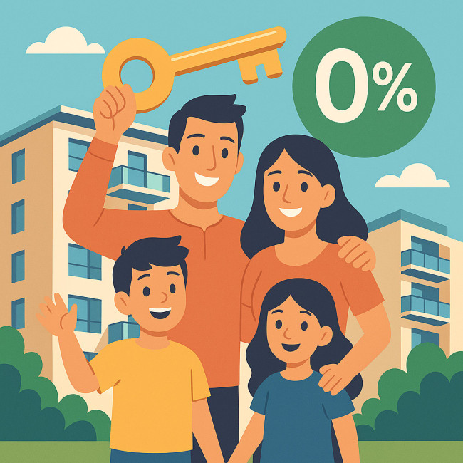 Famille recevant les clés de son logement financé par un prêt à taux zéro