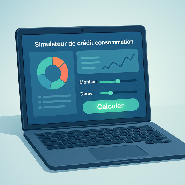Illustration du simulateur de crédit conso instantané sur ordinateur